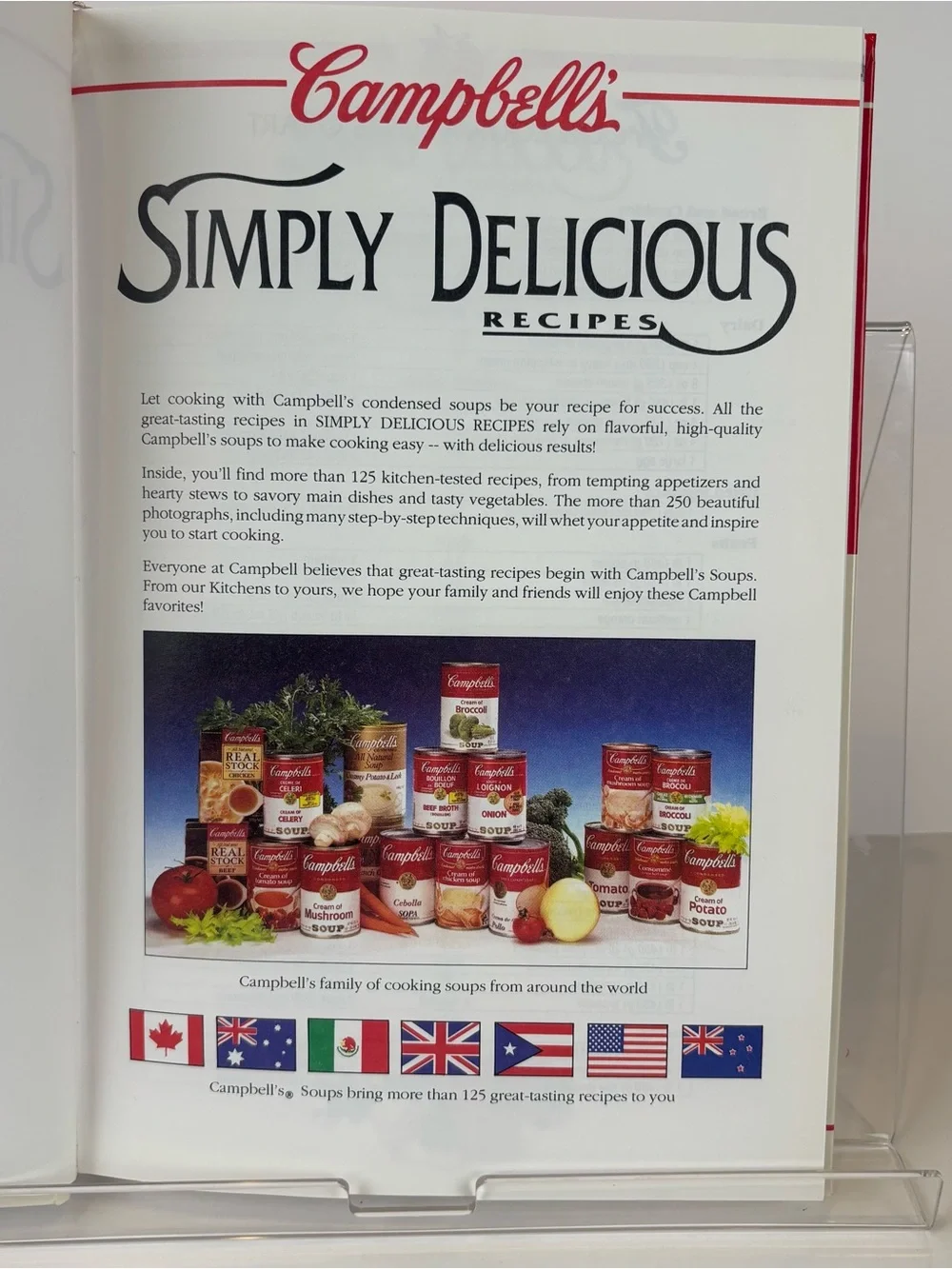 Vintage 1992 hardcover edition of Campbell's Simply Delicious Recipes.